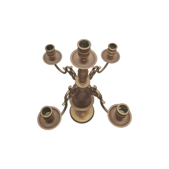 Image 1 of Antiker 5-Arm-Kerzenleuchter aus Messing, 1970er/80er Jahre