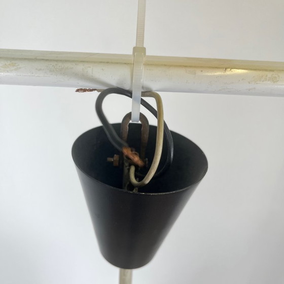 Image 1 of Suspension vintage MCM en verre et tige en métal