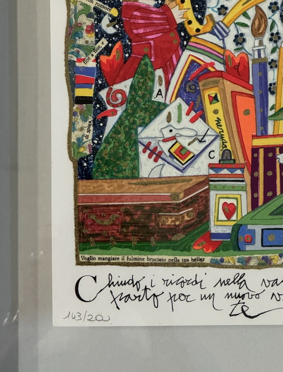 Image 1 of Serigrafía de Francesco Musante, 25 x 35 cm, «Enmarco mis recuerdos», hogar, arte pop.