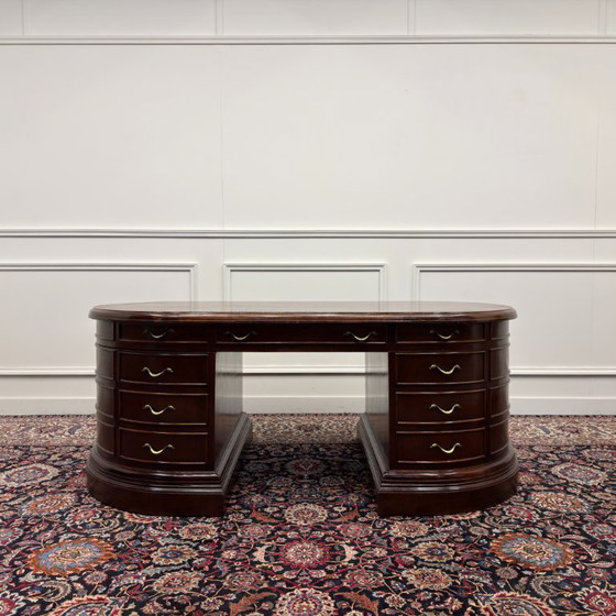 Grande Scrivania Ovale Classica Inglese – Scrivanie, Wood, Brass (photo 3 of 20)