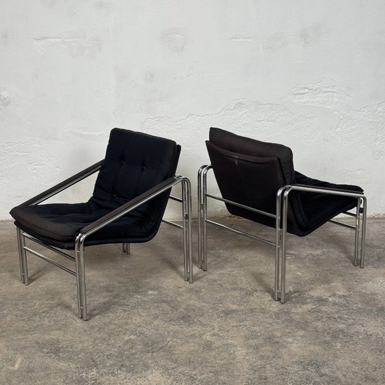 Image 1 of Pair of Bauhaus Style Mid-Century Armchairs