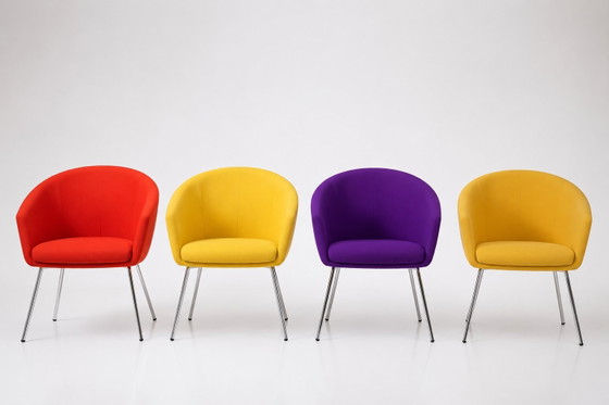 4 x Originele Artifort Megan Fauteuils van Rene Holten – Metal, Textile (photo 8 of 9)