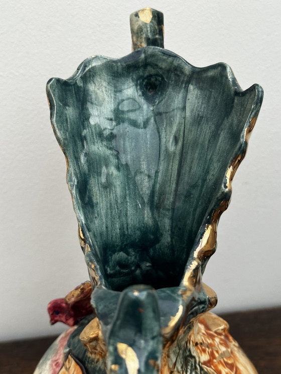 Image 1 of Vintage Barbotine vaas en landelijke decoratie - Belgisch keramiek