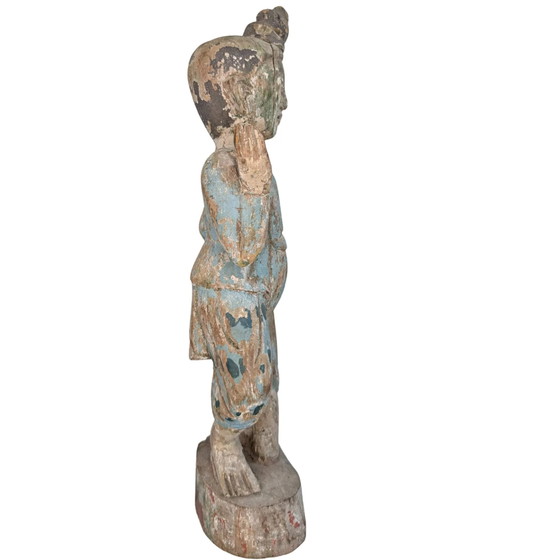 Statua birmana in legno antica del XIX secolo – Policroma – 34cm – Sculture, Wood (photo 4 of 10)