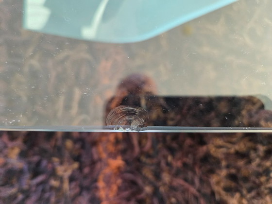 Image 1 of Vintage Glass Coffee Table Feuillet Blanc