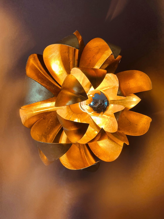 Image 1 of Set of Florentine Hollywood Regency leaf lamps