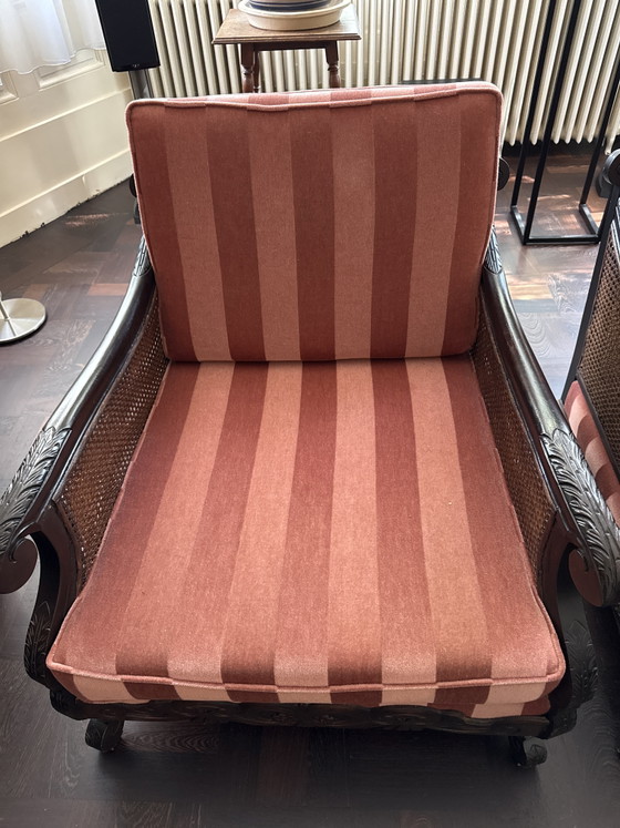 2 fauteuils Pander vintage restaurés – Rattan, Velvet (photo 5 of 8)