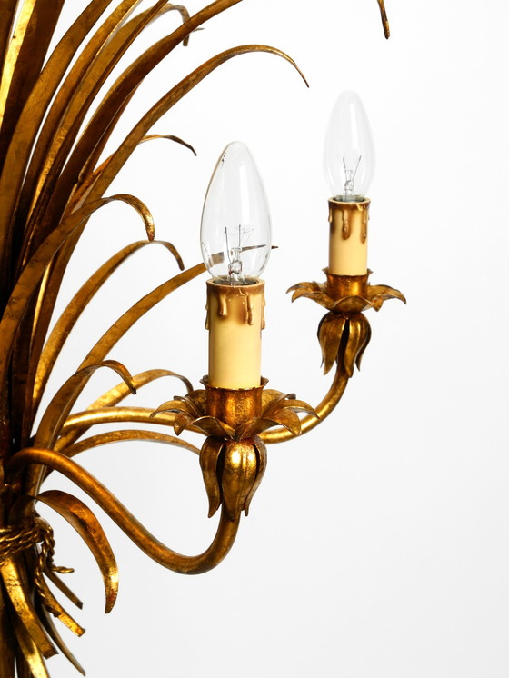 Image 1 of Beautiful Huge 1970S Gold-Plated 5-Arm Tall Metal Chandelier By Hans Kögl