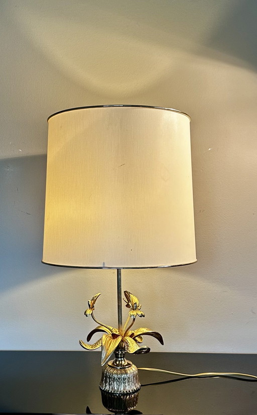 Maison Jansen vintage orchid lamp Fleur de Lis