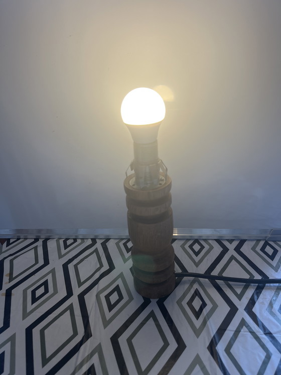 Image 1 of Vintage massief houten tafellamp jaren 70