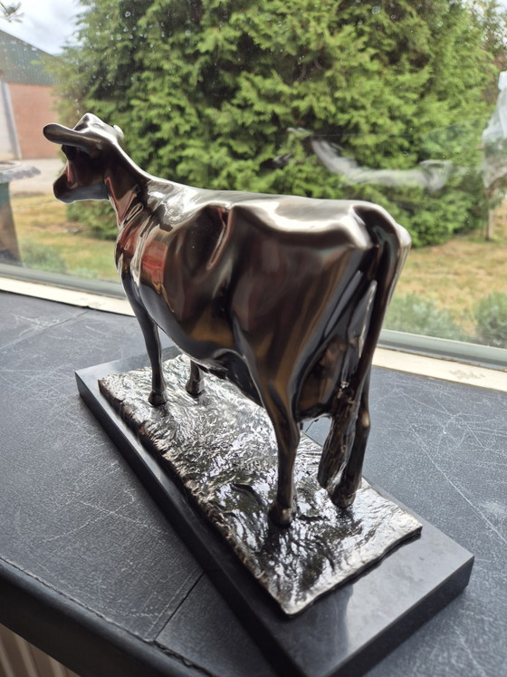 Verzilverd Koeienbeeld – Decoratieve objecten, Metal, Marble (photo 7 of 9)
