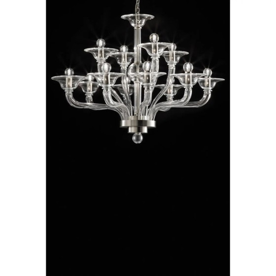 Image 1 of Modern Transparent Linear Murano Glass Chandelier