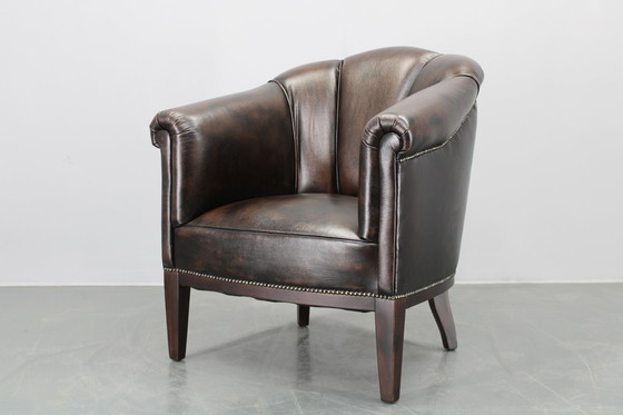 Image 1 of Vintage leren fauteuil, Tsjecho-Slowakije