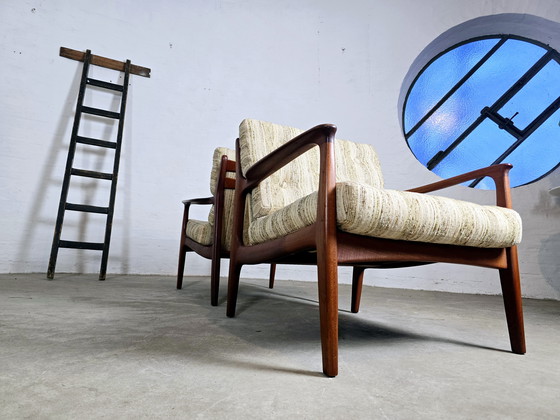 Image 1 of Eugen Schmidt Sofa Daybed jaren 60 Mid Century Zitgroep Fauteuilset Easy Chair Vintage