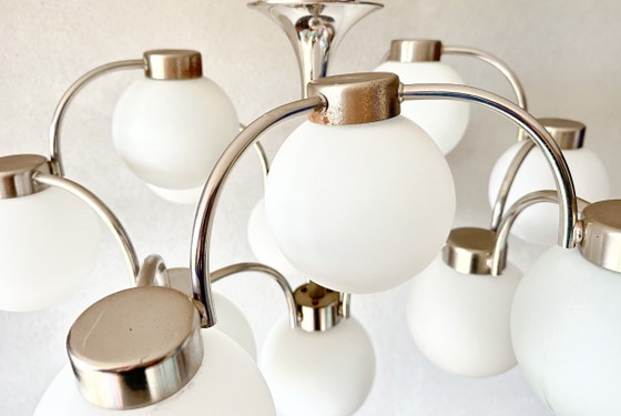 Vintage Boulanger Sputnik Lamp, Ceiling lights, Glass, Metal, Silver (photo 10 of 13)