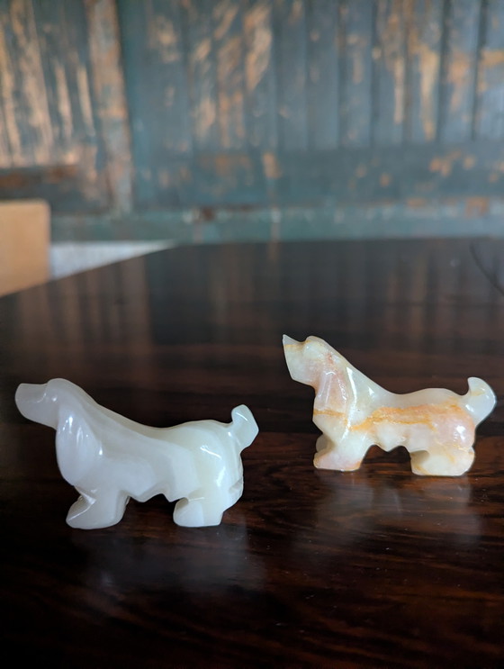 Image 1 of Vintage dog figurines - onyx - 1970s