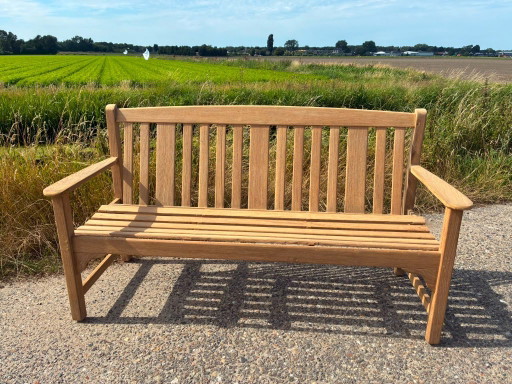 Banco de jardín inglés de teca de Lister (1883), 160 cm - como nuevo - – tuinbank, Wood