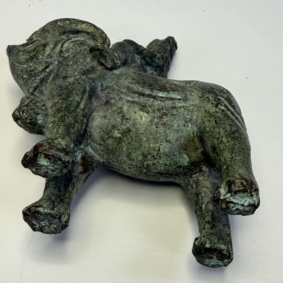 Antique bronze sculpture of man on elephant (photo 11 of 12)