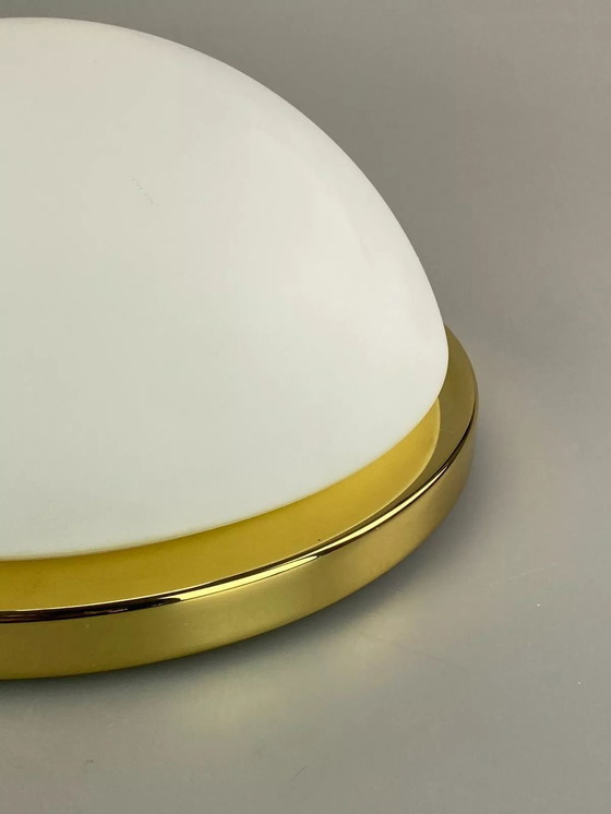 Image 1 of 70er Jahre Limburg Glashütte Plafoniere Deckenlampe Glas Space Design Lampe 70s