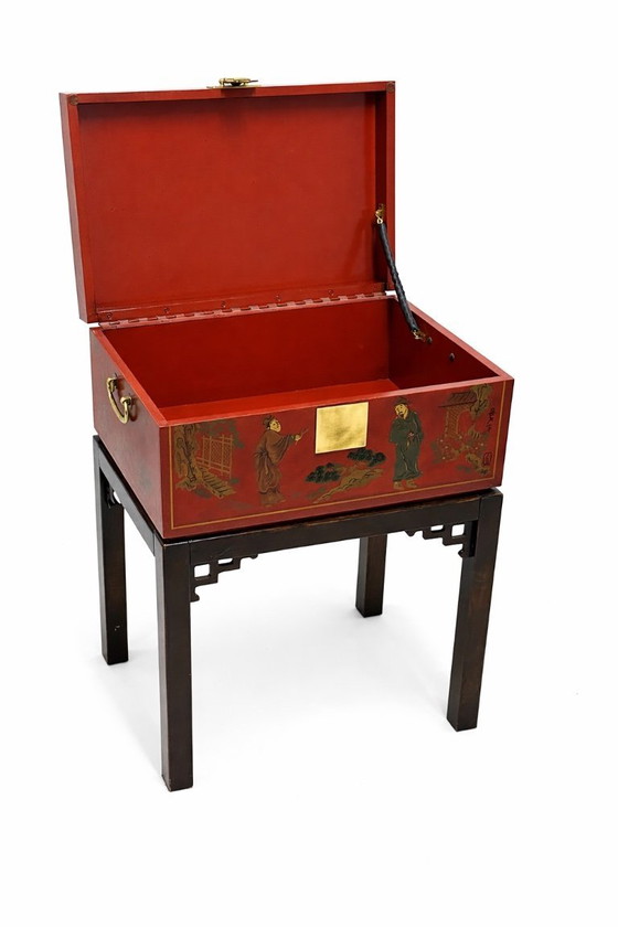 Image 1 of Drexel Heritage Chinoiserie vintage - Metà secolo - Lacca rossa