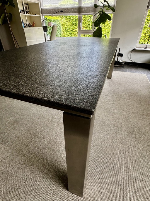 Nuovo Design Eclio dining table with granite top and aluminium legs