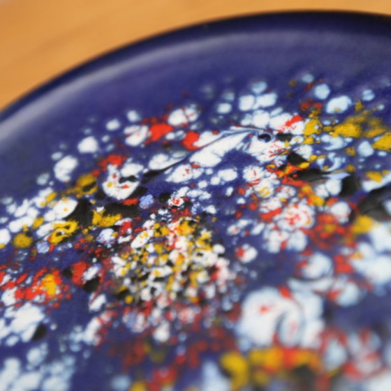 Image 1 of ❤️Cultural furniture enamel platform plate on tulip base GDR Midcentury