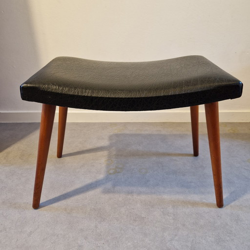 50's Vintage Fußhocker / Schwarzer Hocker / Fußhocker