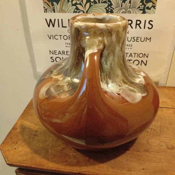 Large Vintage St Amand Sandstone Ceramic Vase Signed BADY (photo 5 of 5)