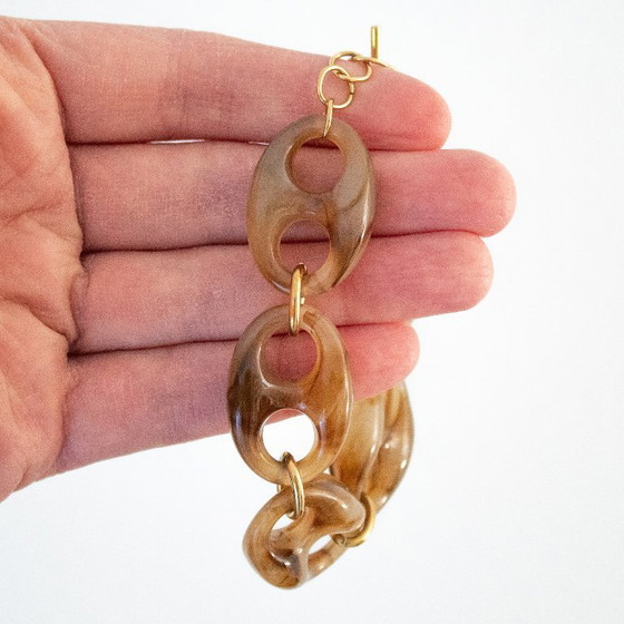 Image 1 of Bracelet Milë Mila Paris : maillons en acier inoxydable doré et perles en acrylique marbré
