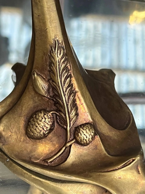 Coppia di portacandele in stile Art Nouveau. Bronzo massiccio. (foto 3 di 5)