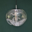 Vintage Space Age hanglamp – Peill & Putzler “Wave” / “Futura” – 1970s Duitsland – Glas en Metaal – Ø 32 cm. Space Age Design.