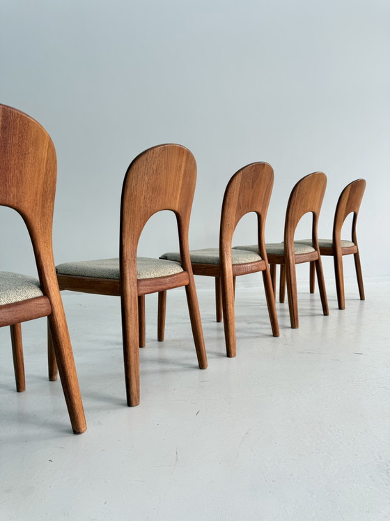 Set van 5 vintage ‘Morten chairs’, Koefoeds Hornslet ‘70 – Eetkamerstoelen, Wood, Wool (photo 7 of 9)