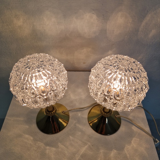Image 1 of Two gold vintage lamps, bedside lamps