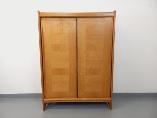 Guillerme et Chambron vintage solid oak wardrobe from the 60s and 70s