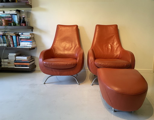 Rolf Benz Armchairs With Hocker