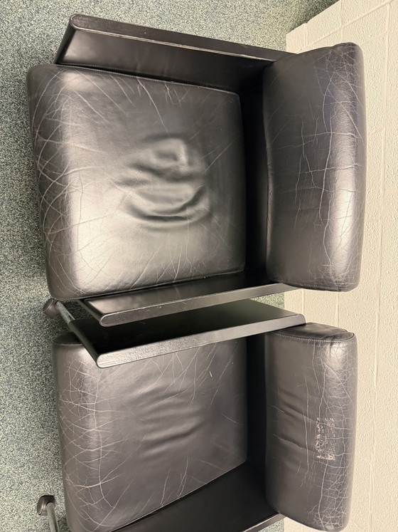 Image 1 of Rosenthal black leather armchairs conference chairs 4 pieces