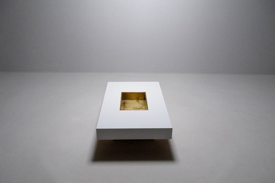 Image 1 of Couchtisch mit integrierter Messingbar von Willy Rizzo, Italien, 1970er Jahre