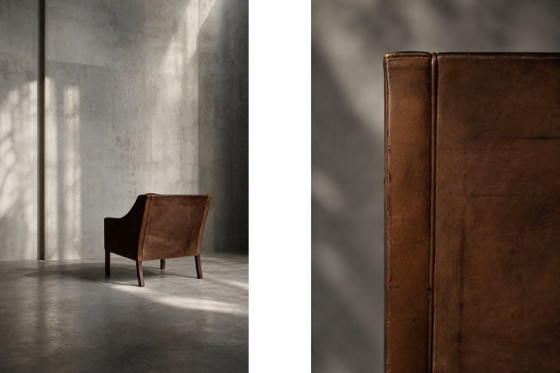 Vintage Mid-Century Deense moderne lounge lederen stoel & poef model 2207 door Børge Mogensen voor (photo 36 of 51)
