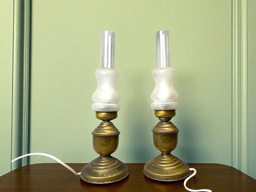 Pair of Portuguese brass table lams