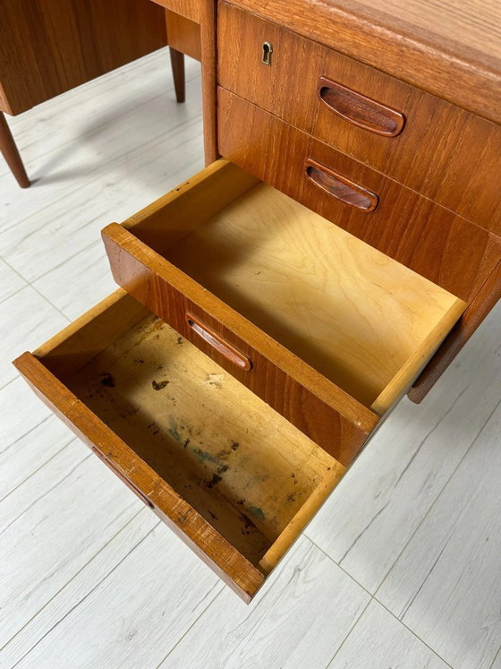Image 1 of Vintage Danish Teak Writing Desk, Minimalist Mid-Century Modern Design, 1960s