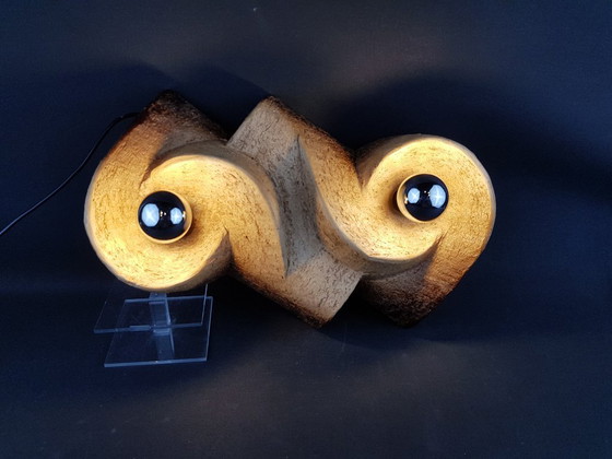 Image 1 of Vintage Brutalist Chamotte Clay Wall Lamp - Mid-Century Modern Ceramics (1960s/1970s) 2 lamps