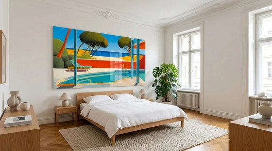 Piscina 02 – Opera d'arte in vetro acrilico in stile Art Déco e Mid-Century, 170 × 100 cm – Stampe artistiche (photo 4 of 6)
