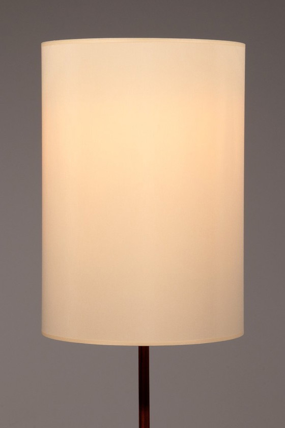 Image 1 of Temde Teak & Metal Floor Lamp with New Custom Shade – 1960s Elegance