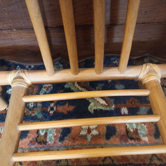 Prachtige Set Vintage Rotan Nachtkastjes / Bijzettafels Met Glas (Jaren '70) – Bamboo, Rattan (photo 5 of 6)