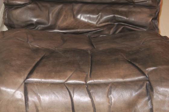 Image 1 of Westnofa Patinated Leather Lounge Chair with Footrest, Norway 1960s