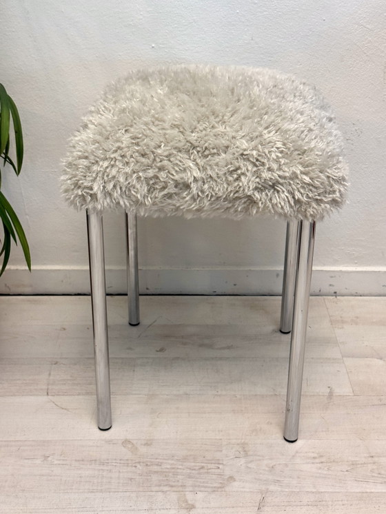 Image 1 of Vintage chrome tubular frame stool