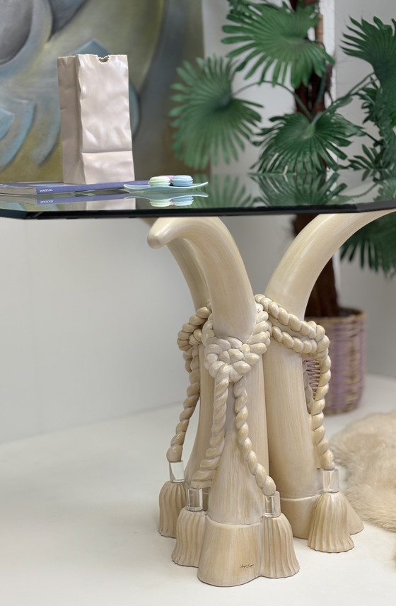 Image 1 of Italian Design Sergio Longoni Vintage Dining Table Glass Top