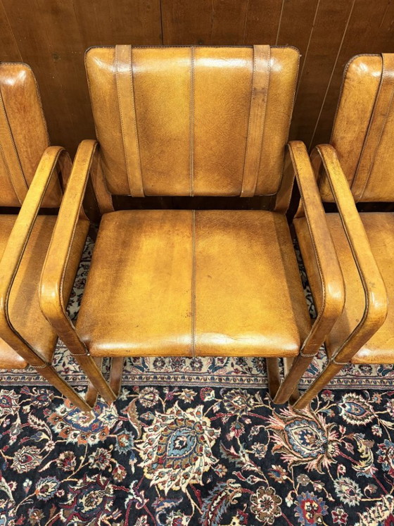 Sedia in Pelle Stile Ralph Lauren con Fibbia - Jacques Adnet – Sedie da pranzo, Leather (photo 9 of 14)