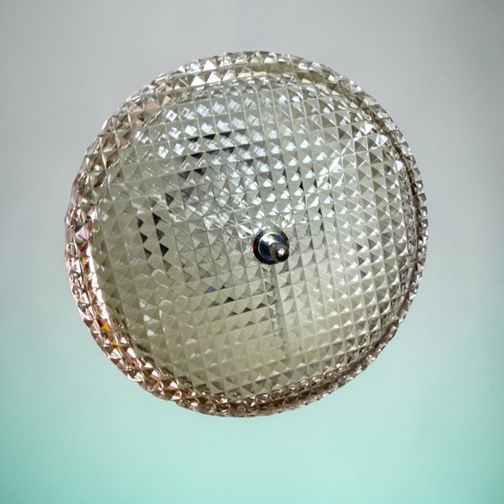 Image 1 of Scandinavian Mid Century Modern Chromed Aluminium Hanging Light with Wooden Accent, 1970s