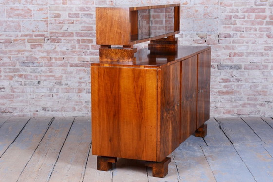 Gerestaureerd art-deco dressoir, walnoothout, glas, herleefde Poolse afwerking, Tsjechisch, jaren 1920 (photo 7 of 14)